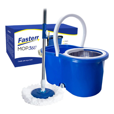 Balde Mop 360° Com Esfregão Giratório Inox Fasterr - Fst012 Cor Azul Balde Mop 360° Com Esfregão Giratório Inox Fasterr - Fst012 Cor Azul
