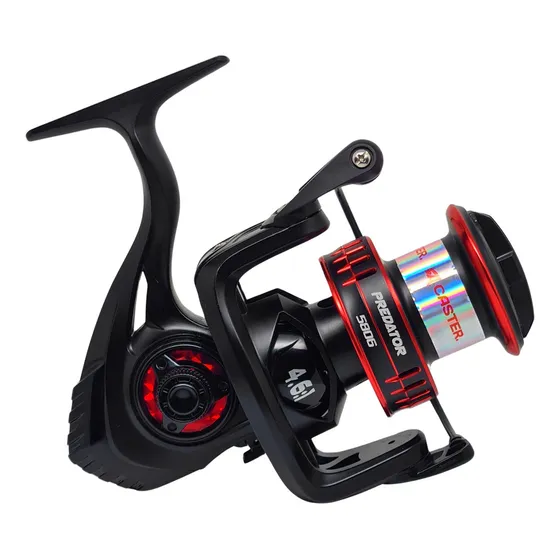 Reel Frontal Caster Predator 5806 Río Mar Cast 6 Rulemanes Color Negro Lado de la manija Derecho/Izquierdo