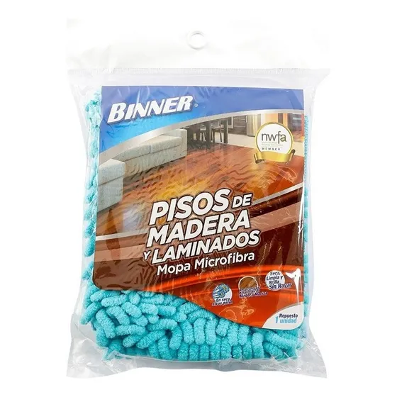 Repuesto Mopa Microfibra Piso Madera Laminado Premium Binner