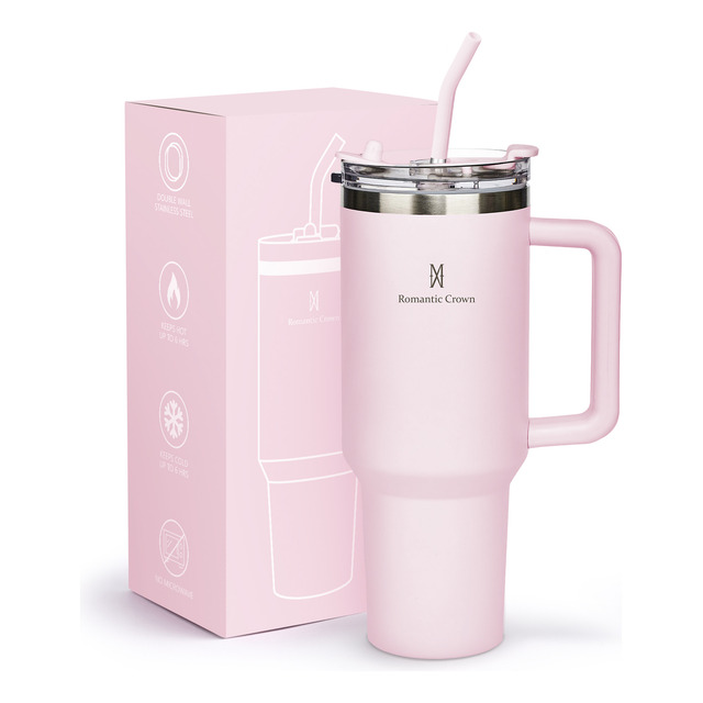 Copo Térmico Gigante 1,2l Inox Com Tampa E Canudo Rosa Cor Pura / Material Fosco