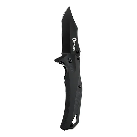 Canivete tático Spunk Invictus afiado com trava liner lock aço inoxidável All Black para EDC