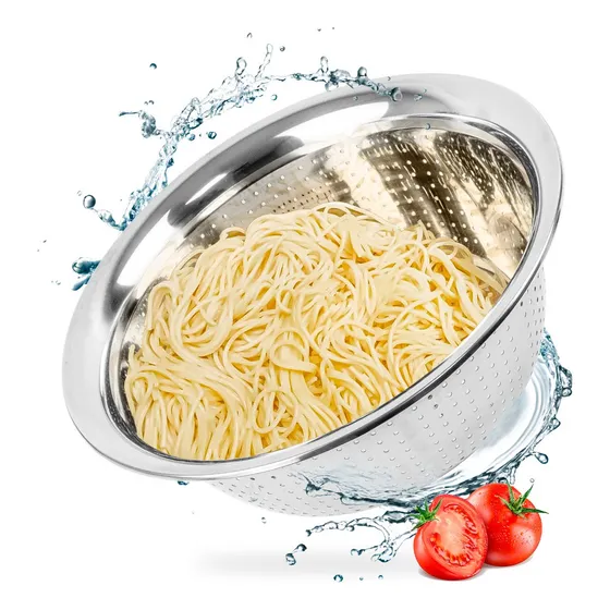 Escorredor De Macarrão Inox Multiuso De Cozinha Lavador Coar Cor Prateado