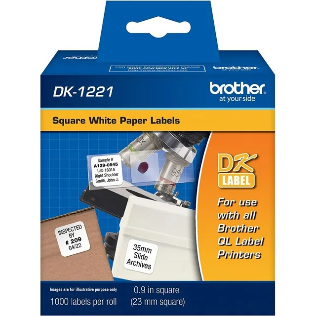 Etiquetas De Papel Cuadradas Brother De 1000 Pz / Dk1221 Color Blanco