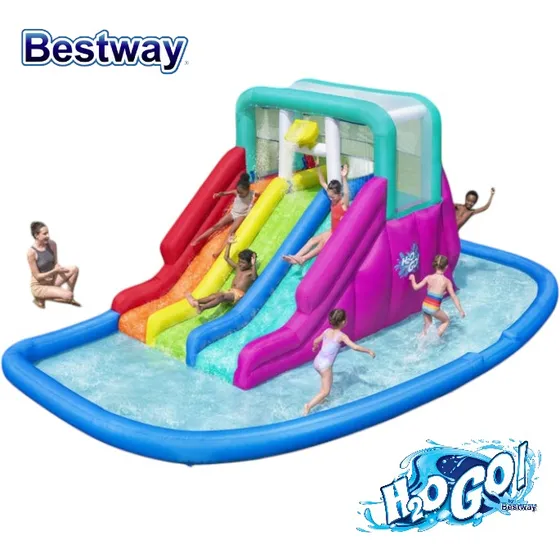 Mega Parque Acuático Tobogan Triple Piscina Inflado Continuo
