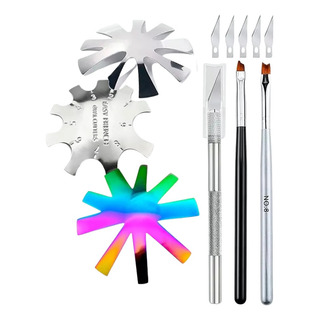 Kit Placa De Sellos Y Pincel Decoración + Herramientas 8pz Kit Placa De Sellos Y Pincel Decoración + Herramientas 8pz