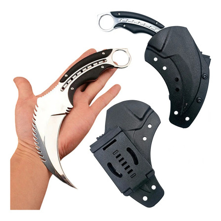 Canivete Karambit Prata Escorpião Full Tang Bainha Polímero Canivete Karambit Prata Escorpião Full Tang Bainha Polímero
