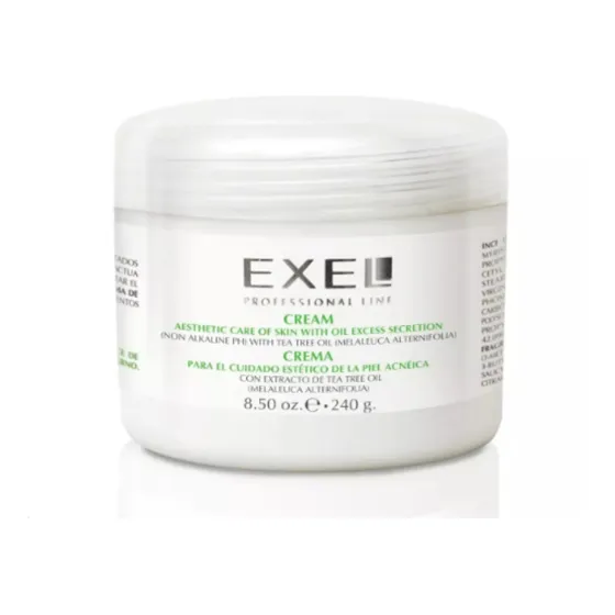 Crema Para Piel Grasa y Acneica Exel 240gr Antiséptica Seboreguladora Acción Secante y Limpieza con Tea Tree Oil