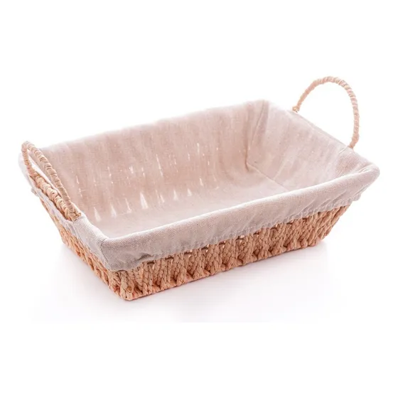 Cesta De Pão Retangular Com Alça E Forro De Tecido Lavável Wolff 31cm Fruteira De Mesa Café Da Manhã Piquenique Organizadora Fibra Natural Vime Decoração Cozinha