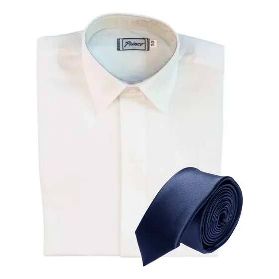 Combo Camisa Labrada Y Corbata Lisa Comunión Fiesta 6 Al 16