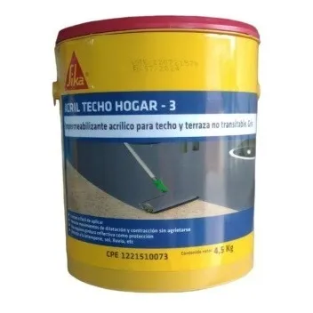 Pintura Elastomerica Acril Techo Hogar 3 Gris Galon 5kg Sika