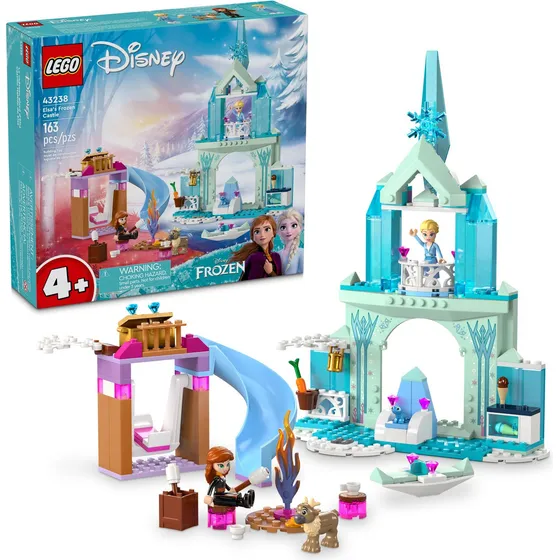 LEGO® | Disney Frozen Castillo Helado de Elsa 43238; juguete para niñas 4+; Incluye minipersonajes de Elsa y Anna, y figuras de Bruni y un reno bebé