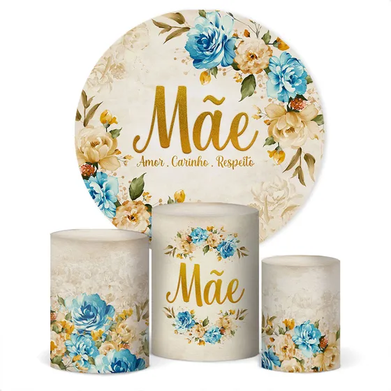 Painel Redondo Festa Dia Das Mães Boho E Capas Para Cilindro Decoração Sublimada Veste Fácil