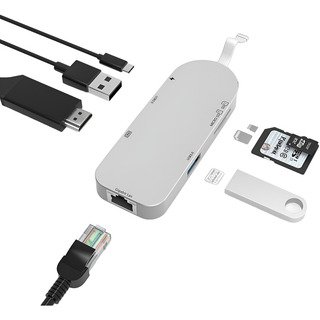 Adaptador Tipo C 7 Em 1 Lan 100mb Rj45 Usb 3.0 4k Hdmi Pd Adaptador Tipo C 7 Em 1 Lan 100mb Rj45 Usb 3.0 4k Hdmi Pd