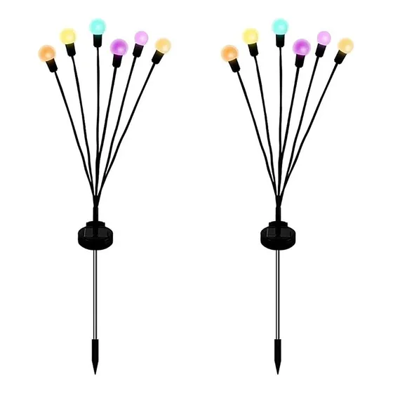 Lampara Solar Jardin Luciérnaga Led Exterior 6 Luces 2 Pack