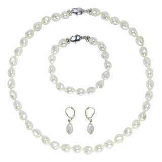 Collar Con Perlas De Mallorca Tipo Piñón C/aretes Y Pulsera Collar Con Perlas De Mallorca Tipo Piñón C/aretes Y Pulsera