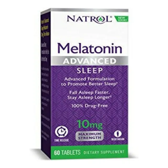 Tabletas De Melatonina 10 Mg, Natrol, Sueño Avanzado, 60 Uds