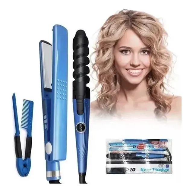 Kit De Plancha+rizadora De Nano Titanium