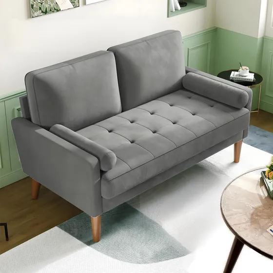 Sofá Loveseat Sillón 2 Plazas Modern Sofá Pequeño Terciopelo