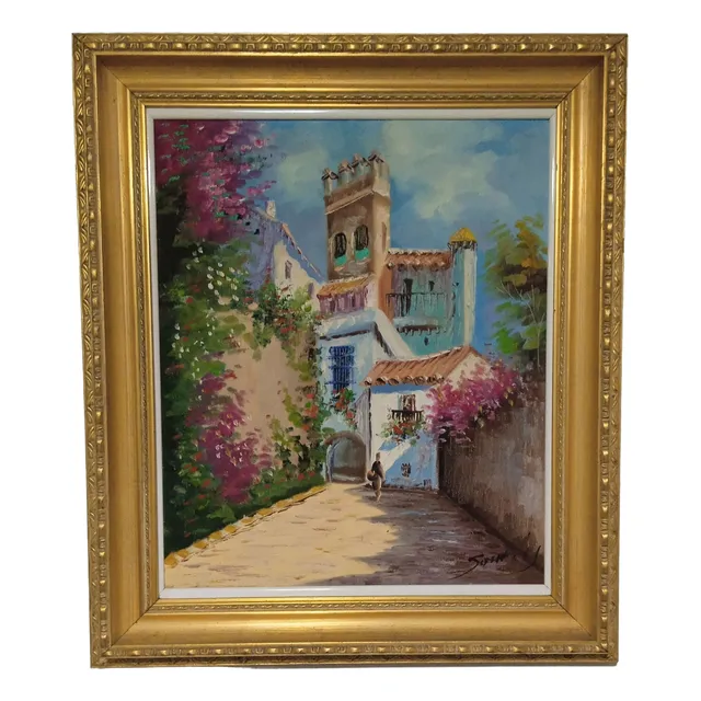 Cuadro Pintura Al Óleo Motivo De Castillo 60 Cms X 52 Cms