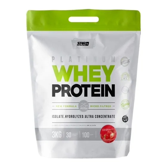 Suplemento Sachet Star Nutrition Platinum Whey Protein sabor crema de fresa de 3kg En Polvo