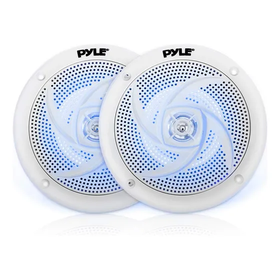 Pyle Altavoces Marinos Impermeables De Perfil Bajo, 240 W, 6.5 Pulgadas, 2 Vías, 1 Par, Estilo Delgado, Impermeable, Resistente A La Intemperie, Sistema De Sonido Estéreo De Audio Para Exteriores Con