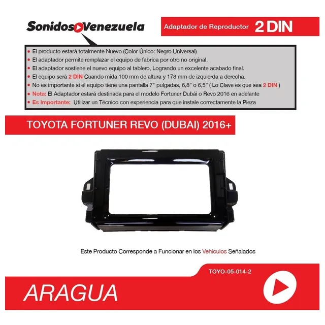 Adaptador De Reproductor 2 Dim De Toyota Fortuner 2016-2020