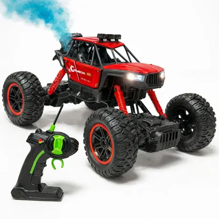 Carrinho Controle Remoto Brinquedo 4x4 Infantil Solta Fumaça Vermelho Super Monster Off-road