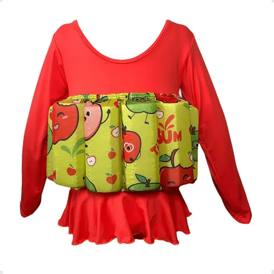 Blusa Boia Infantil Moda Praia Natação Proteção Uv50+ Maça