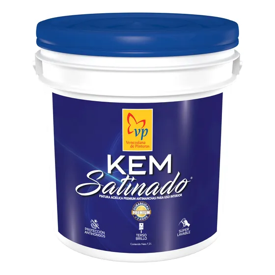 Pintura Satinada Cuñete 2gal Blanco Intenso Kem Satinado Vp 