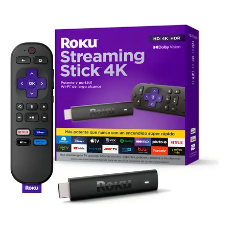 Roku Stick 4k 2025 I Tv Streamer I Tv Box I Convertidor De Tv A Smart Tv I Tv Pro Canales Gratuitos Y Contenido... Negro De Voz