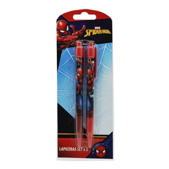 Set X 2 Lapiceras Spiderman Original Y Oficial