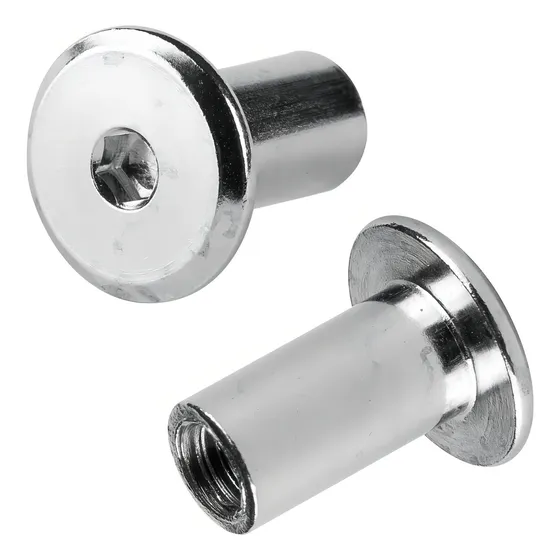 Tuerca Conector Mueble Madera Niquel 1/4 X 17 Mm 100 Piezas