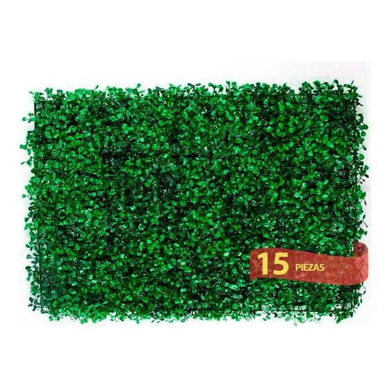 Muro Verde Follaje Artificial Sintético 15 Pzs