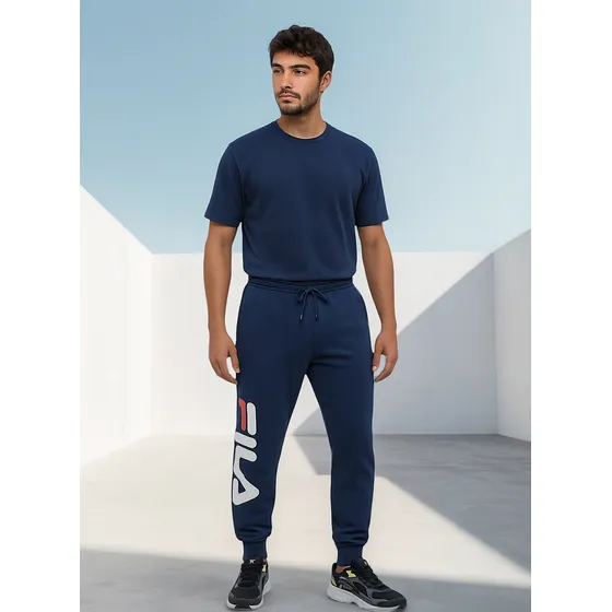 Calça Masculina Moletom Basica Letter Fila Azul Marinho