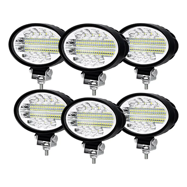 6 Farol 48led Oval 144w 12-24v Caminhão Trator Colheitadeira
