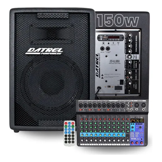 Kit Caixa Som Ativa Passiva 300w Mesa 12 Canais Profissional