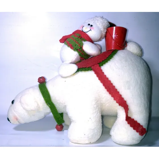 Peluche Navideño: Oso Polar Con Cría (largo 24 Cm, Al 20 Cm)