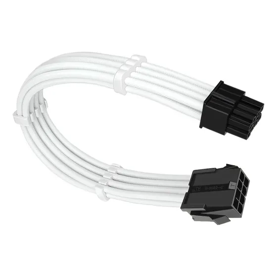 Cabo Sleeved Branco Extensor Para Fonte Cpu 4+4 = 8 Pinos