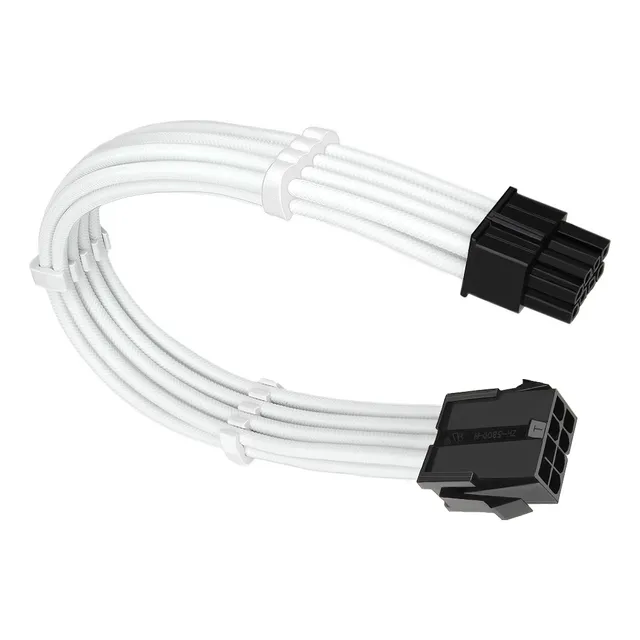 Cabo Sleeved Branco Extensor Para Fonte Cpu 4+4 = 8 Pinos