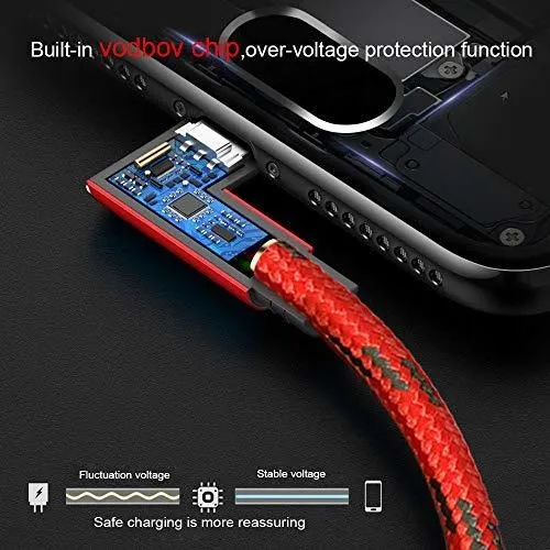 Vodbov Cable Dato Trenzado Usb Rojo 3 10 Pie 6 4 Rapido