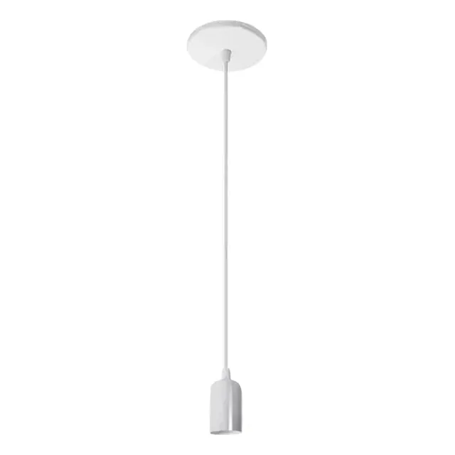1 Fio Pendente 3m Soquete Liso E27 Cabo Pp Branco Lustre