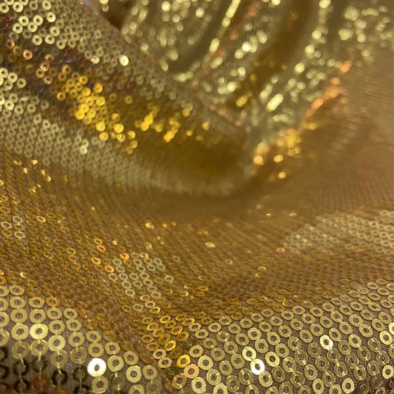 Tecido Paetê Micro Na Malha Dourado 1m X 1,40m De Largura