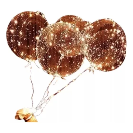 10 Globos Burbuja Cristal Con Luz Led Luminoso + Pilas