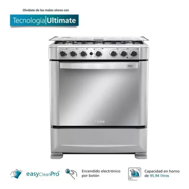 Cocina De Piso A Gas 76 Cm 6 Hornillas Mabe Cmp7630fx0 Color Plateado