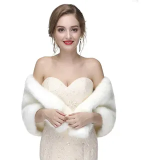 Zehope - Chal De Piel Sintética Para Boda, Color Blanco, Est Zehope - Chal De Piel Sintética Para Boda, Color Blanco, Est