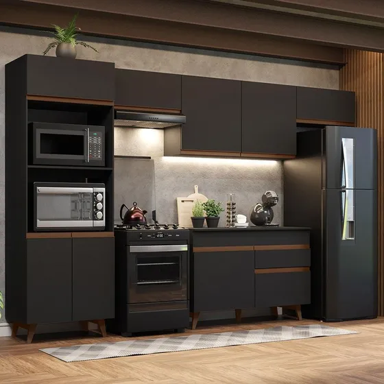 Cocina Integral Completa Modular Madesa Reims Cocina Color Negro 01