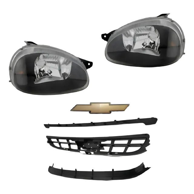 Juego De Opticas Chevrolet Corsa F/negro + Parrilla 4 Piezas
