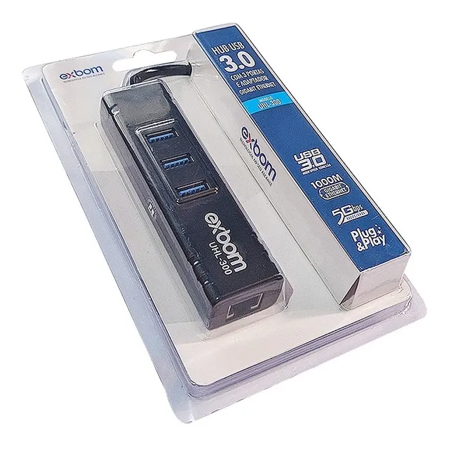 Régua Adaptadora Usb 3.0 Uhl-300 C/ Entrada Cabo De Rede