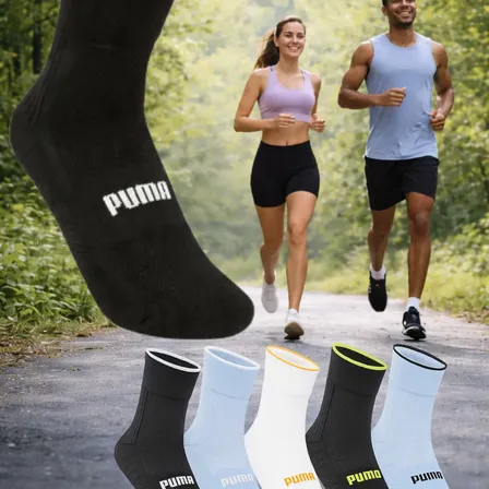Meia Puma Poliamida Esportiva Corrida Dry Fit Ciclismo Sport Preto M (34-39)