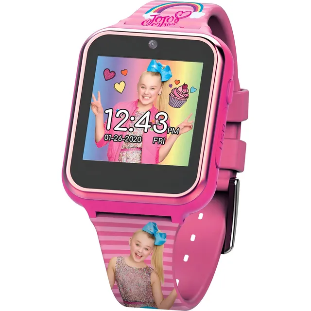 Accutime Nickelodeon Jojo Siwa - Reloj Inteligente De Aprendizaje Educativo Con Pantalla Táctil Para Niñas, Niños, Niños Pequeños, Cámara Selfie, Juegos De Aprendizaje, Alarma, Calculadora, Podómetro